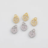 18K Gold PVD Heart Lock Charm 10x12mm s White Gold Charms - Tarnish Resistant