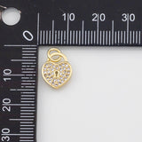 18K Gold PVD Heart Lock Charm 10x12mm s White Gold Charms - Tarnish Resistant