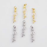 18K Gold PVD Flower Rose Charm 7x26mm s White Gold Charms - Tarnish Resistant