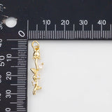 18K Gold PVD Flower Rose Charm 7x26mm s White Gold Charms - Tarnish Resistant