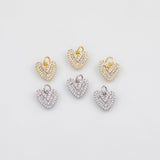 18K Gold pvd Heart Charm 12x11mm Charm s White Gold Charms - Tarnish Resistant