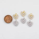 18K Gold PVD Heart Charm 12x11mm Charm s White Gold Charms - Tarnish Resistant