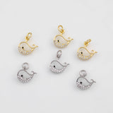 18K Gold PVD Whale Charm 12x13mm s White Gold Charms - Tarnish Resistant