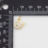 18K Gold PVD Whale Charm 12x13mm s White Gold Charms - Tarnish Resistant