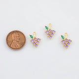 18K Gold PVD Grape Fruit Charms 8x10mm Bar s Gold Charms - Tarnish Resistant