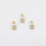 18K Gold pvd Lock Charm 7x14mm Bar s Gold Charms - Tarnish Resistant