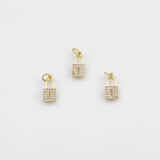 18K Gold PVD Lock Charm 7x14mm Bar s Gold Charms - Tarnish Resistant