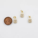 18K Gold PVD Lock Charm 7x14mm Bar s Gold Charms - Tarnish Resistant