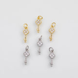 18K Gold PVD Key Charm 6x15mm s White Gold Charms - Tarnish Resistant