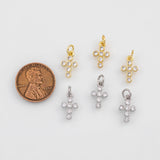 18K Gold PVD Cross Charm 8x13mm s White Gold Charms - Tarnish Resistant