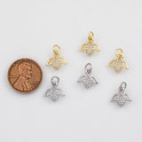 18K Gold PVD Flower Charm 8x10mm s White Gold Charms - Tarnish Resistant