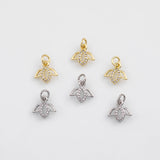 18K Gold PVD Flower Charm 8x10mm s White Gold Charms - Tarnish Resistant