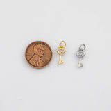 18K Gold PVD Heart Key Charm 6x13mm s White Gold Charms - Tarnish Resistant