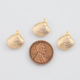 18K Gold PVD Shell Charms 14x13mm Bar s Gold Charms - Tarnish Resistant