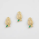 18K Gold PVD Rose flower pearl Charm - Tarnish Resistant