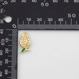 18K Gold PVD Rose flower pearl Charm - Tarnish Resistant