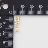 18K Gold PVD Heart key Charm - Tarnish Resistant