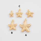 18K Gold PVD Starfish star fish Charm - Tarnish Resistant