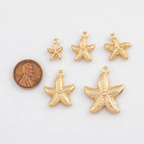 18K Gold PVD Starfish star fish Charm - Tarnish Resistant