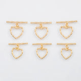 18K Gold PVD 15mm 18mm Heart Toggle Clasp - Tarnish Resistant
