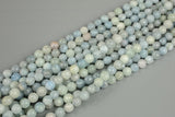 Natural aquamarine faceted round beads in full strands. 6mm, 8mm, 10mm, 12mm, 14mm - Full Strand 15.5 inch Strand - Grade A