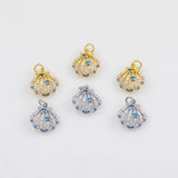 18K Gold PVD Shell Charm 13x14mm Bar s Gold Charms - Tarnish Resistant