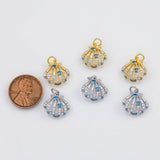 18K Gold PVD Shell Charm 13x14mm Bar s Gold Charms - Tarnish Resistant