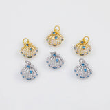 18K Gold PVD Shell Charm 13x14mm Bar s Gold Charms - Tarnish Resistant