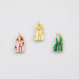 18K Gold PVD Castle Charm 9X17mm s Gold Charms - Tarnish Resistant
