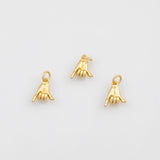 18K Gold PVD Shaka H Pendant H Gesture Charm 10x12mm 14K s Gold Charms - Tarnish Resistant