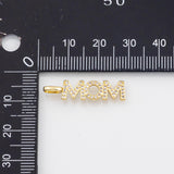 18K Gold PVD Mom Pendant Charm 6x27mm Charm s White Gold Charms - Tarnish Resistant