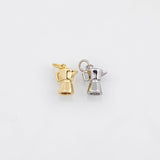 18K Gold PVD Coffee Pot Charm 8x13mm Charm s White Gold Charms - Tarnish Resistant