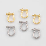 18K Gold PVD e Carabiner Horse Shoe Screw Clasp 15x17mm, Carabiner Lock Connector, Spring Push Gate Finding Bracelet - Tarnish Resistant