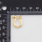 18K Gold PVD e Carabiner Horse Shoe Screw Clasp 15x17mm, Carabiner Lock Connector, Spring Push Gate Finding Bracelet - Tarnish Resistant
