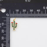 18K Gold PVD Cactus Charm 8x16mm Charm s White Gold Charms - Tarnish Resistant