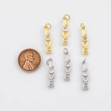 18K Gold PVD Love Charm 6x23mm Charm s White Gold Charms - Tarnish Resistant
