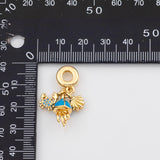 18K Gold PVD Shells Crabs Jellyfish Pendant, Enamel Charm - Tarnish Resistant
