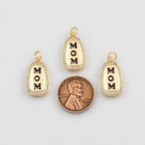 18K Gold PVD Mom Charm Mama Mother Mother's Day Love 12x20mm s Gold Charms - Tarnish Resistant