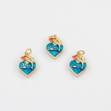 18K Gold PVD Heart Dolphin Ocean Charm 12x15mm Charm 14k s White Gold Charms - Tarnish Resistant