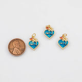 18K Gold PVD Heart Dolphin Ocean Charm 12x15mm Charm 14k s White Gold Charms - Tarnish Resistant