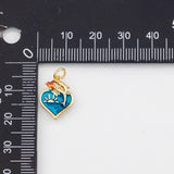 18K Gold PVD Heart Dolphin Ocean Charm 12x15mm Charm 14k s White Gold Charms - Tarnish Resistant