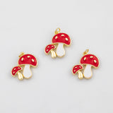 18K Gold PVD Mushroom charm enamel s Gold Charms - Tarnish Resistant