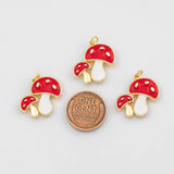 18K Gold PVD Mushroom charm enamel s Gold Charms - Tarnish Resistant