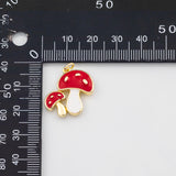 18K Gold PVD Mushroom charm enamel s Gold Charms - Tarnish Resistant