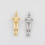 18K Gold PVD Hugging Couple Man Woman Charm 13x34mm Charm s White Gold Charms - Tarnish Resistant