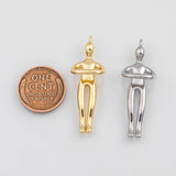 18K Gold PVD Hugging Couple Man Woman Charm 13x34mm Charm s White Gold Charms - Tarnish Resistant