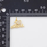 18K Gold PVD Heart Mama Charm 13x20mm Charm s White Gold Charms - Tarnish Resistant