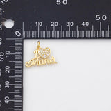 18K Gold PVD Heart Mama Charm 13x20mm Charm s White Gold Charms - Tarnish Resistant