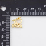 18K Gold PVD Heart Mom Charm 14x16mm Charm s White Gold Charms - Tarnish Resistant
