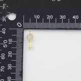 18K Gold PVD Key Charm 5x14mm Charm s White Gold Charms - Tarnish Resistant